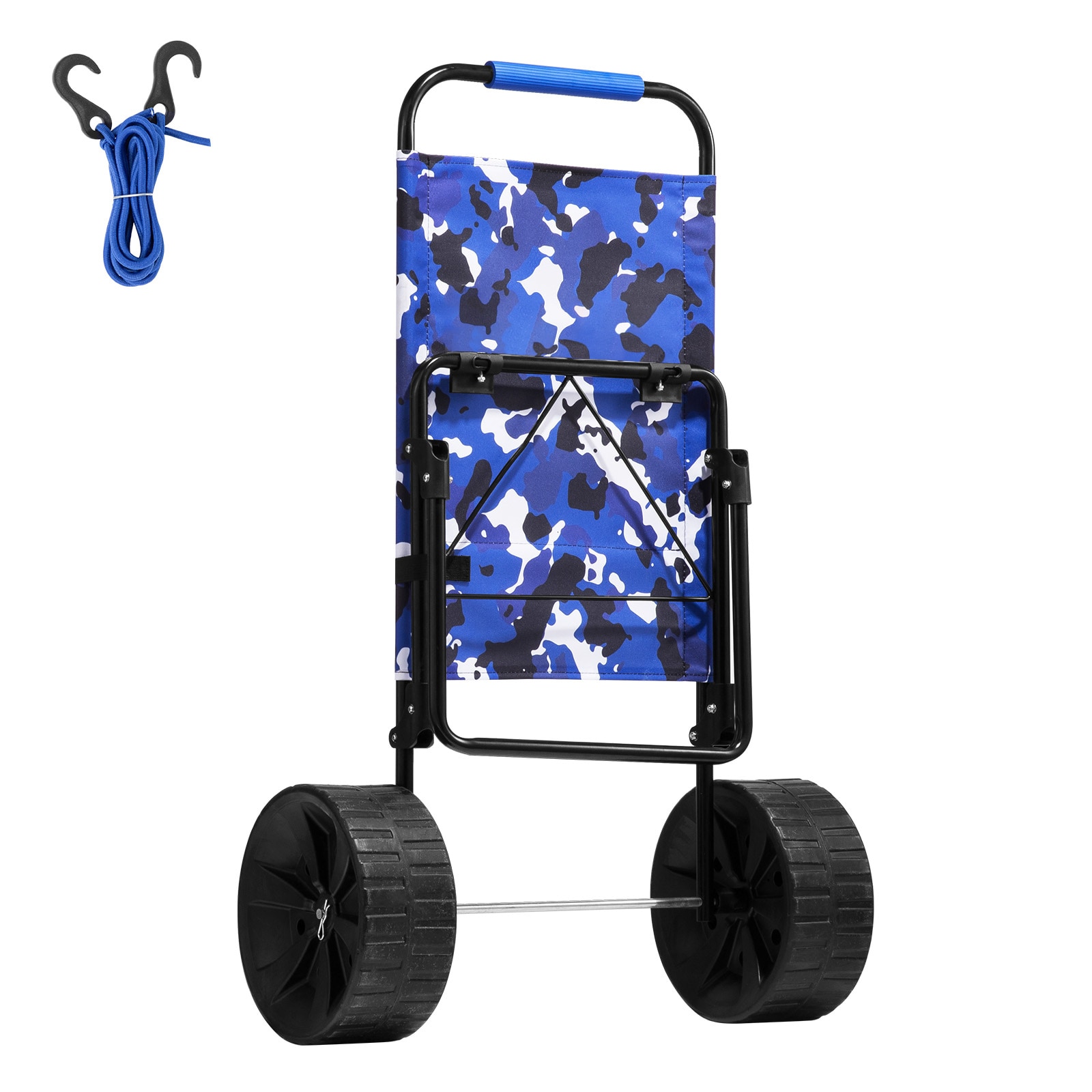 Beach Dolly With Big Wheels For Sand, 15.4" X 15.7" Cargo Deck, W/ 10" PE Solid Wheels, 69LBS Loading Capacity Folding Sand Cart, Heavy Duty Cart For Picnic, Camping, Fishing, Beach, Gardening_voghion.com
